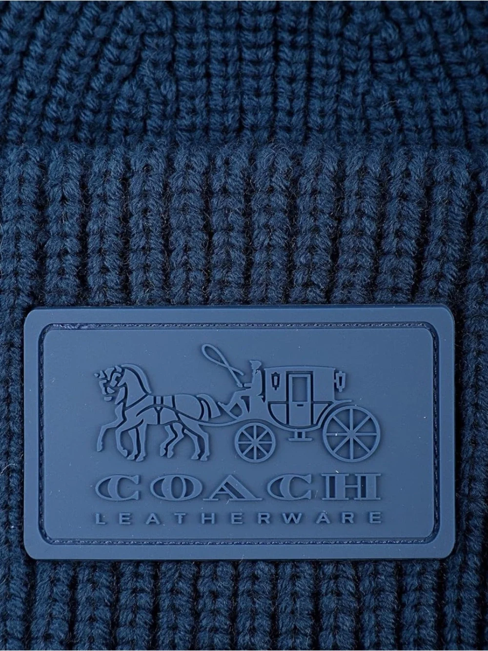 Coach Women's Patch Beanie, True Blue, one size NWT